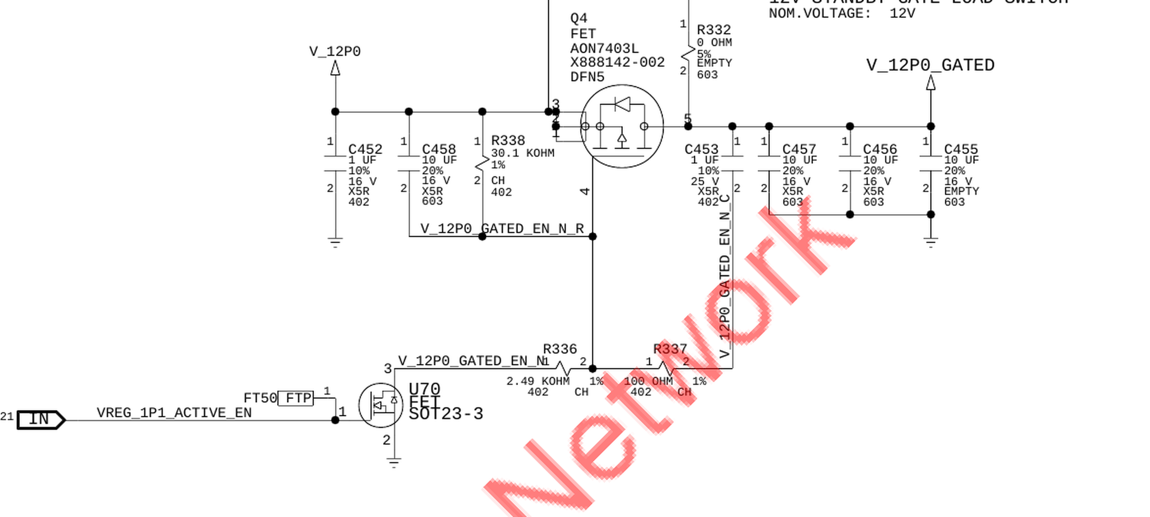 Esquemático del interruptor de 12V